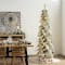 Glitzhome; 7.5ft. Pre-Lit Flocked Pencil Spruce Artificial Christmas Tree, Warm White LED Lights; Category:Shop All Christmas Trees; Image:3